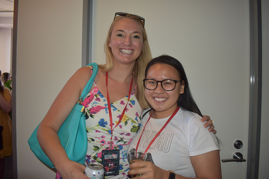 Clients and friends celebrate with Nova 93.7 at their annual Christmas Party on the balcony