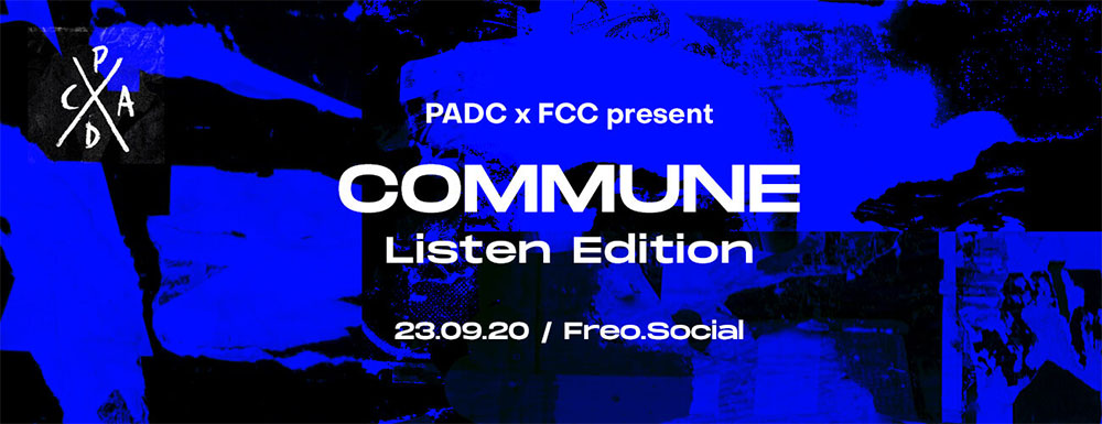 PADC X FCC PRESENTS COMMUNE: LISTEN EDITION Wednesday 23 September 6.00pm | Freo.Social