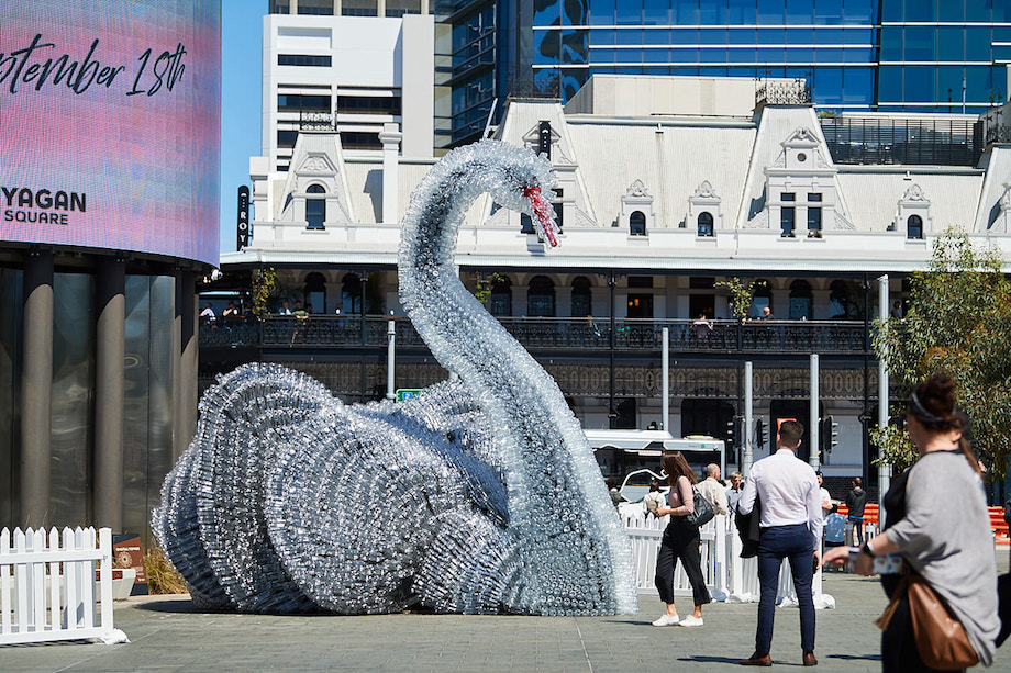 Containers for Change launches in WA with giant Black $wan in Yagan Square via The Works
