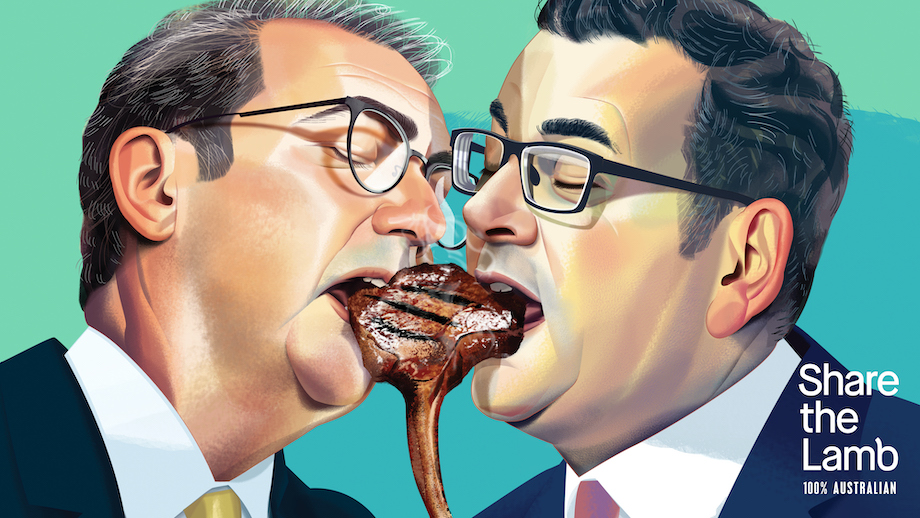 Seen+Noted: Feuding state leaders share the lamb in mural activation for Australian Lamb