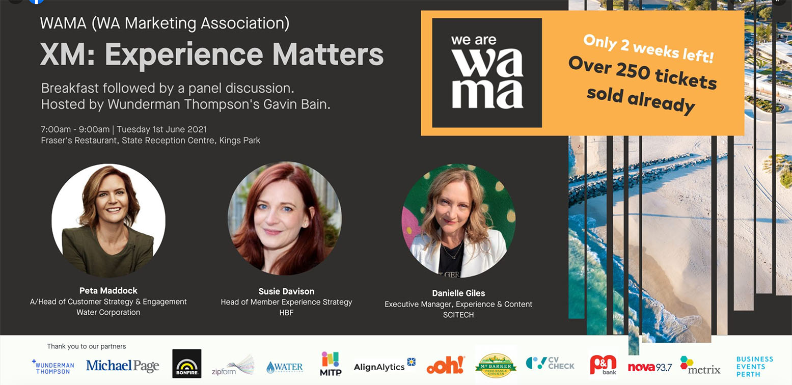 WA Marketing Association (WAMA) presents inaugural XM | Experience Matters breakfast event on Tuesday 1 June