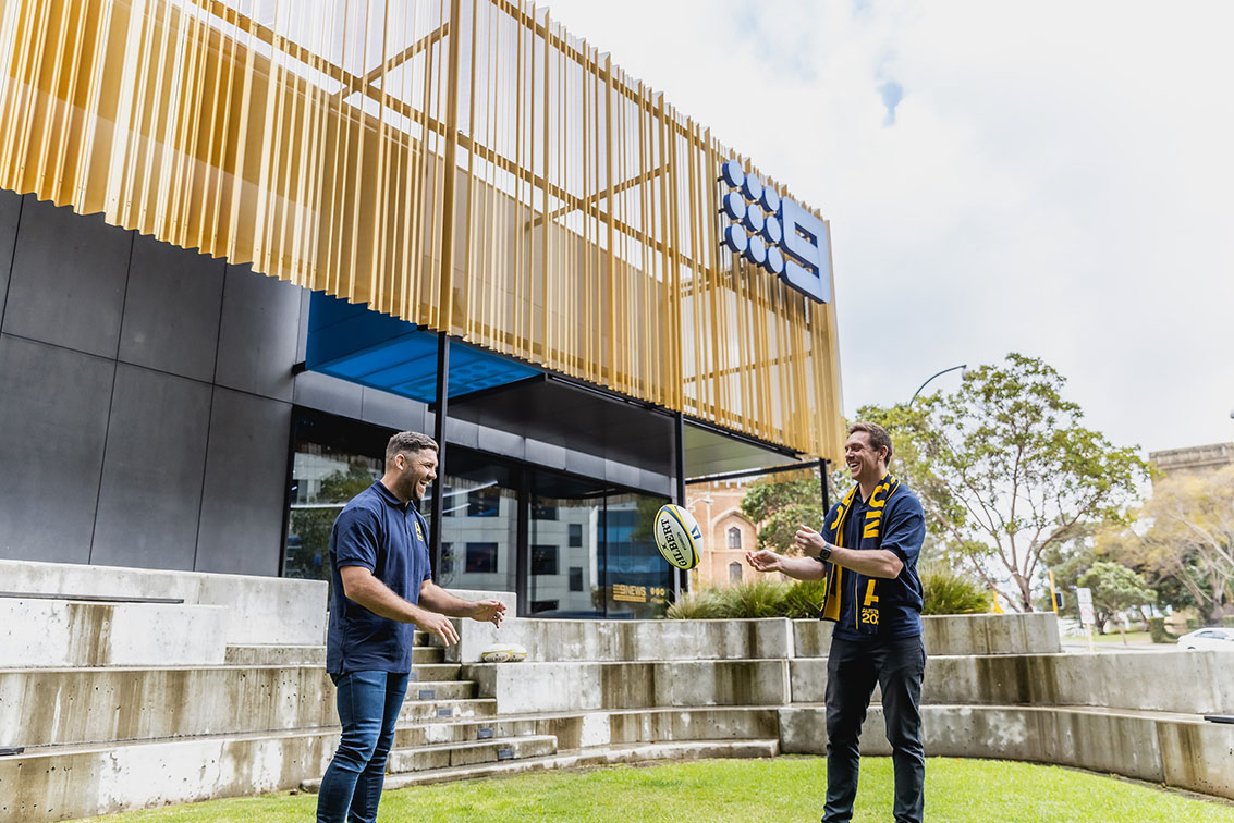 Giant Wallabies jersey installed at Nine Perth building ahead of the Bledisloe Cup