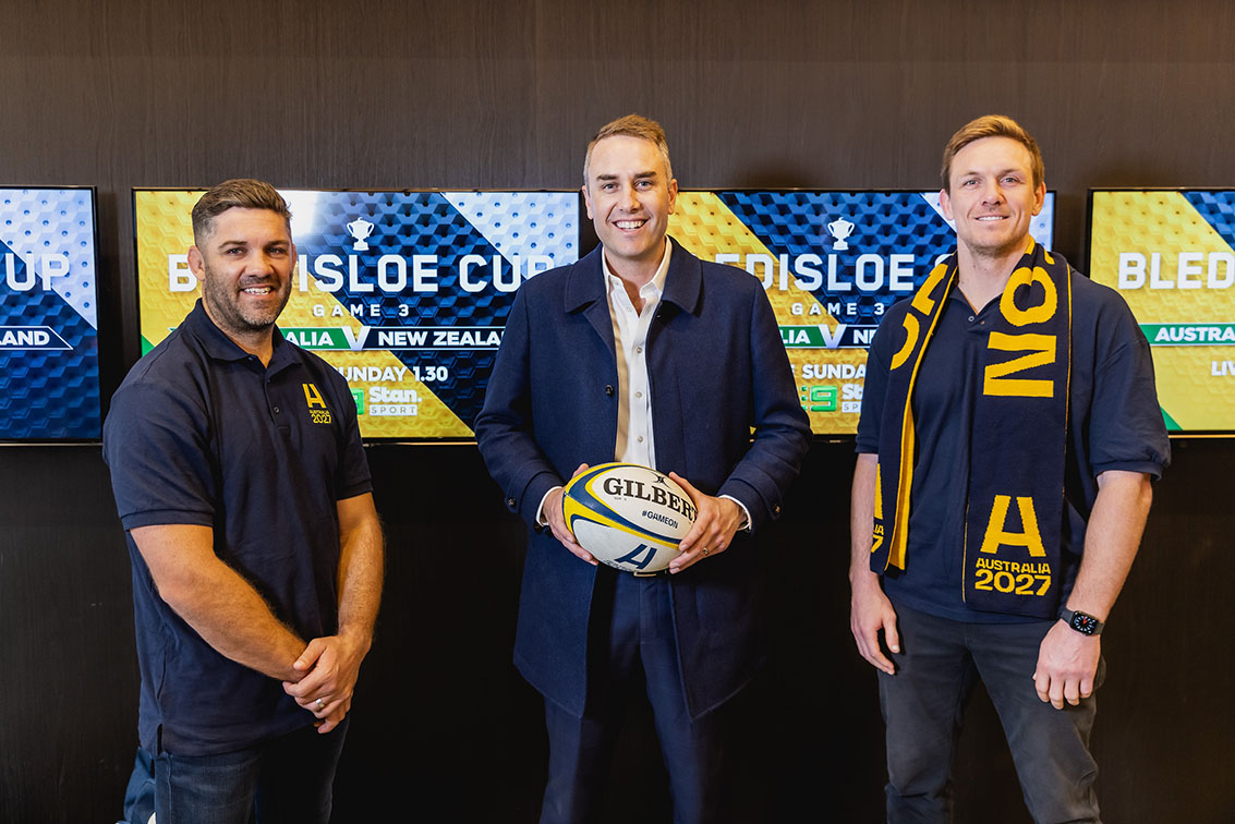 Giant Wallabies jersey installed at Nine Perth building ahead of the Bledisloe Cup