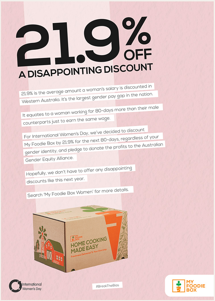 My Foodie Box launches ‘Disappointing Discounts’ campaign via Significant Other on International Women’s Day to highlight WA’s gender pay gap