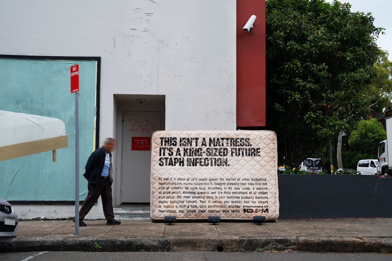 Seen+Noted: 10:PM turns abandoned mattresses into unmissable media via Howatson+Company