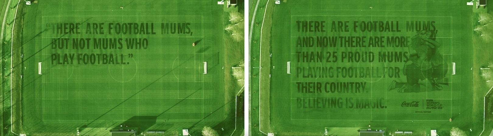 Coca-Cola displays messages of progress on football pitches across Australia + New Zealand in new campaign via WPP Open X/AKQA + Ogilvy PR