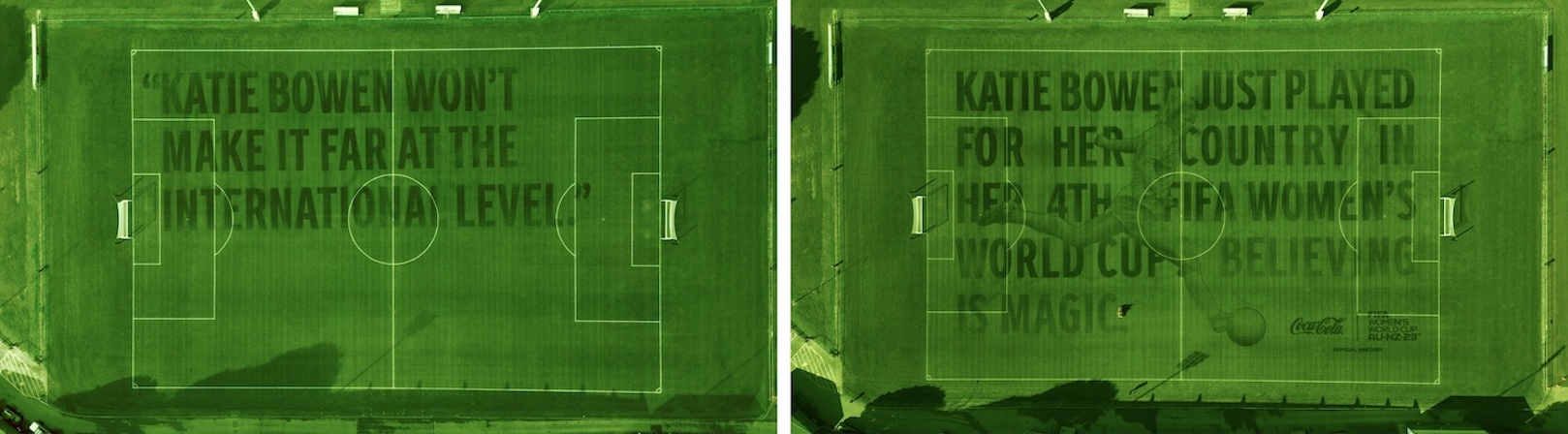 Coca-Cola displays messages of progress on football pitches across Australia + New Zealand in new campaign via WPP Open X/AKQA + Ogilvy PR