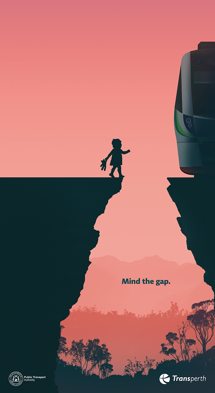 Moonsail creates eye catching Mind The Gap safety campaign for Public Transport Authority