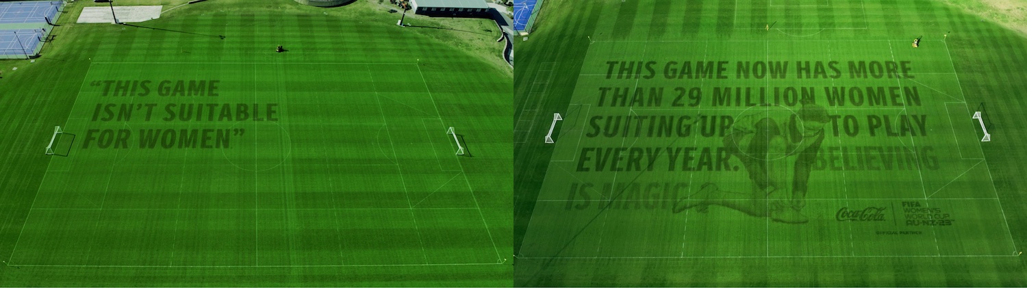 Coca-Cola displays messages of progress on football pitches across Australia + New Zealand in new campaign via WPP Open X/AKQA + Ogilvy PR