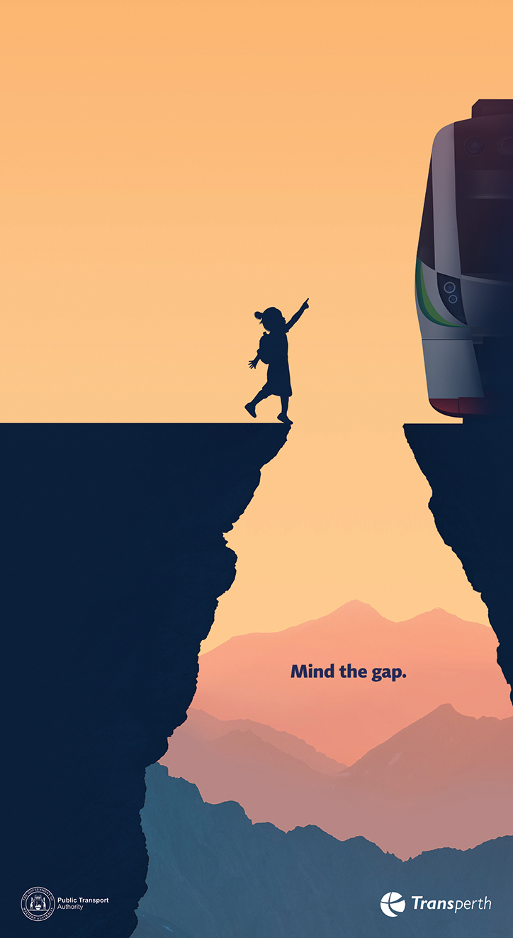 Moonsail creates eye catching Mind The Gap safety campaign for Public Transport Authority