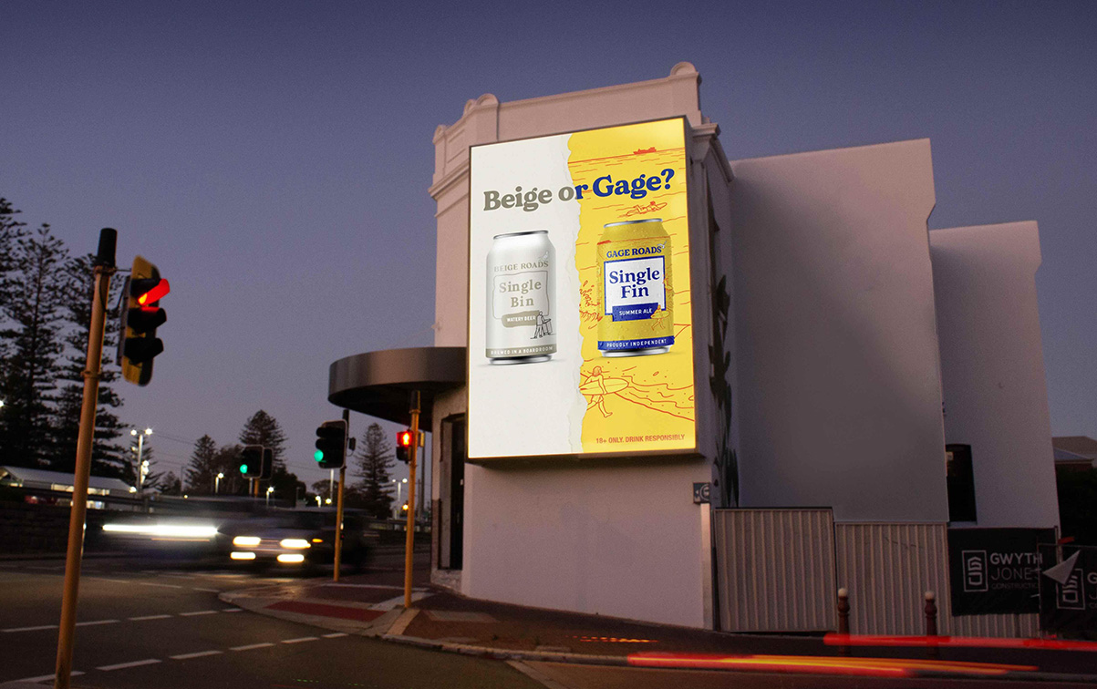 Gage Roads asks rhetorical question: Beige or Gage? in campaign via Hypnosis
