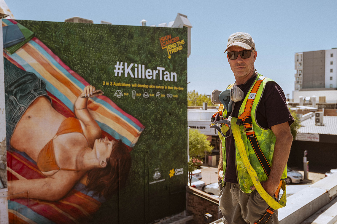 Blank Walls illuminates Northbridge with hand-painted mural for Cancer Council Australia