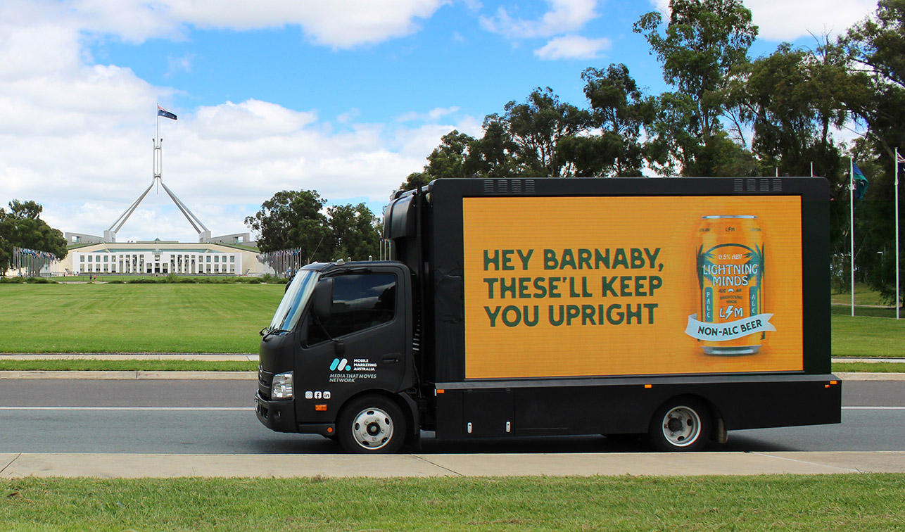 ‘Keeping Barnaby Upright’ Hypnosis and Lightning Minds take out cheeky billboard in Canberra