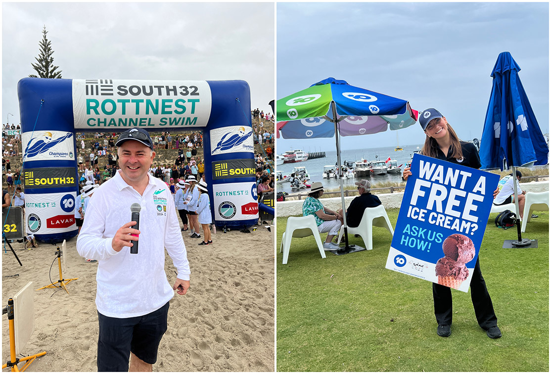 Saturday’s weather affected Rottnest Channel Swim once again sponsored by Network 10