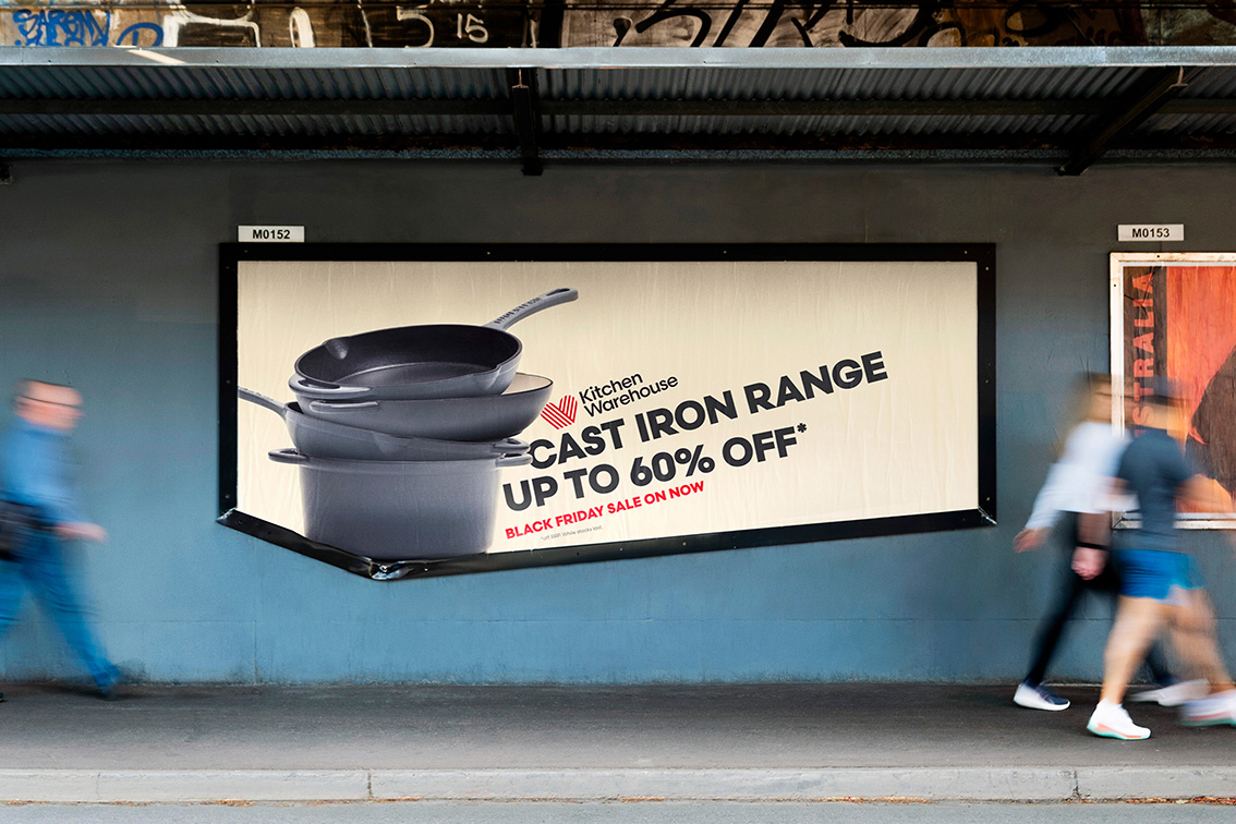 Kitchen Warehouse gives their products an unusual demo in OOH campaign for Black Friday