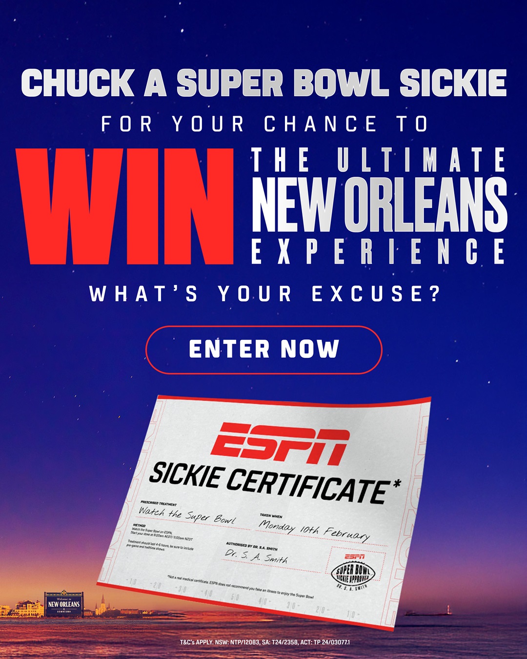ESPN helps Aussies and Kiwis solve Super Bowl fever in latest ‘Super Bowl Sickie’ campaign