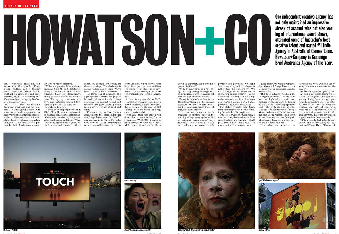 Howatson + Company named Campaign Brief Australia Agency of the Year and Special takes out the New Zealand Agency of the Year title