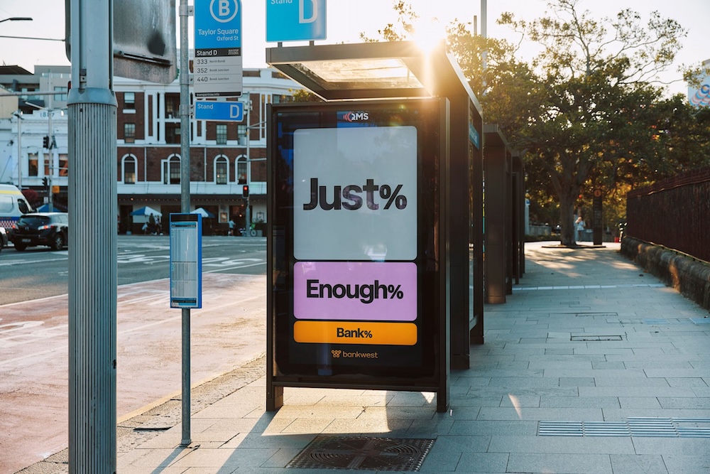 Bankwest unveils more playful OOH work for its ‘Just Enough Bank’ campaign via BMEOF