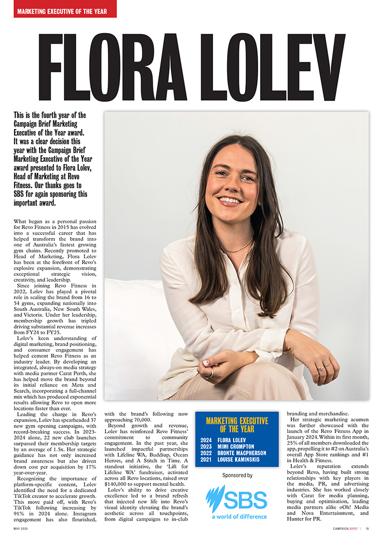 Revo Fitness’ Flora Lolev awarded 2025 CBWA Marketing Executive of the Year + The Brand’s Zoey Portilla crowned SuperNova of the Year