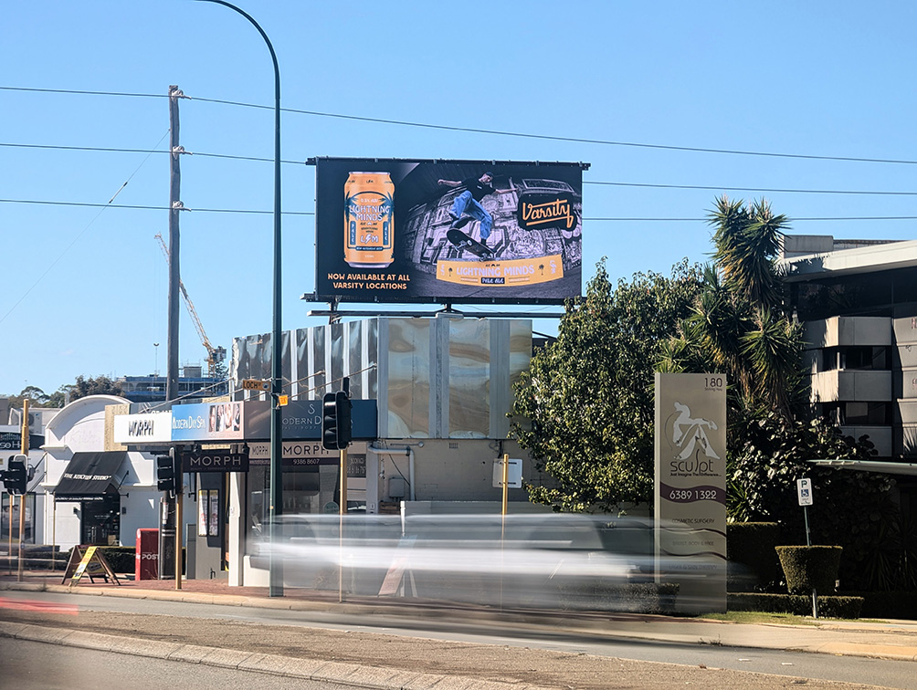 Independent billboard lights up Stirling Hwy with an alternative to big outdoor players