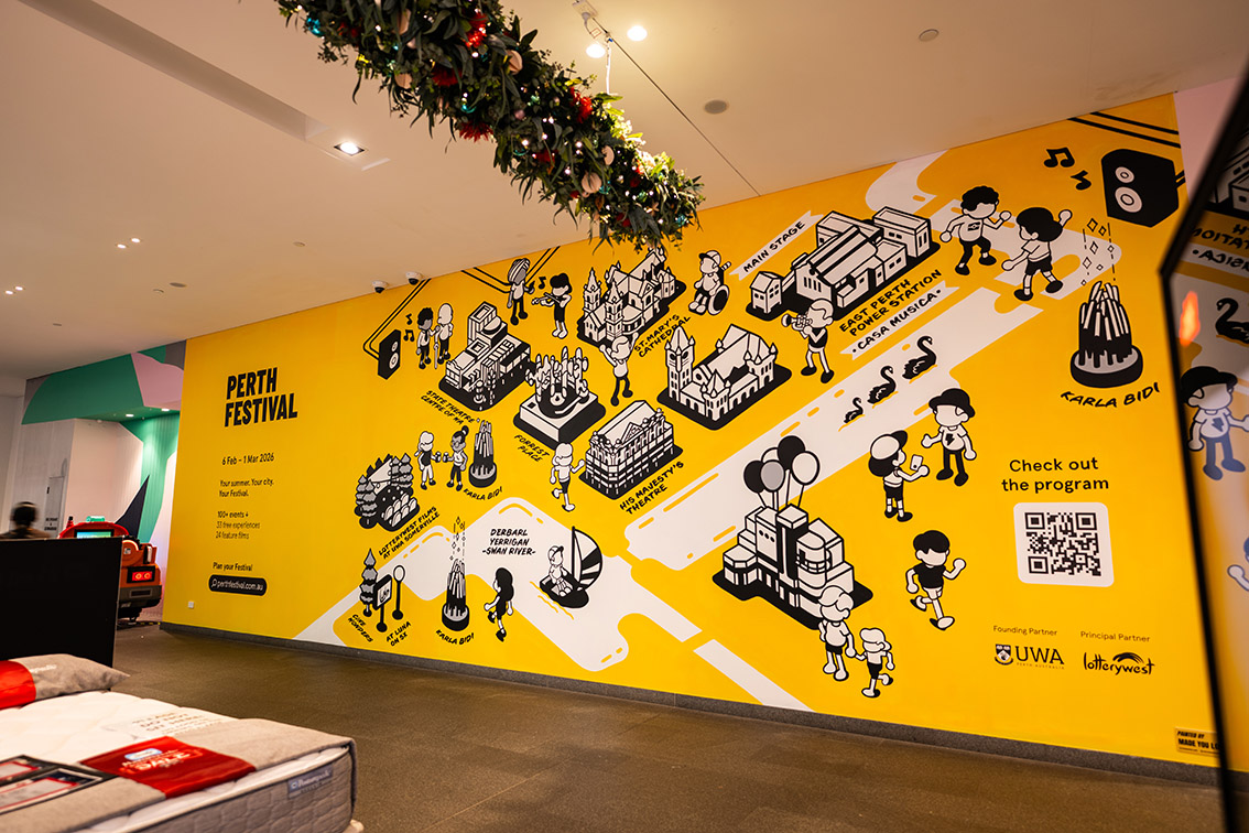 Made You Look unveils Perth Festival 2026 mural at Karrinyup Shopping Centre