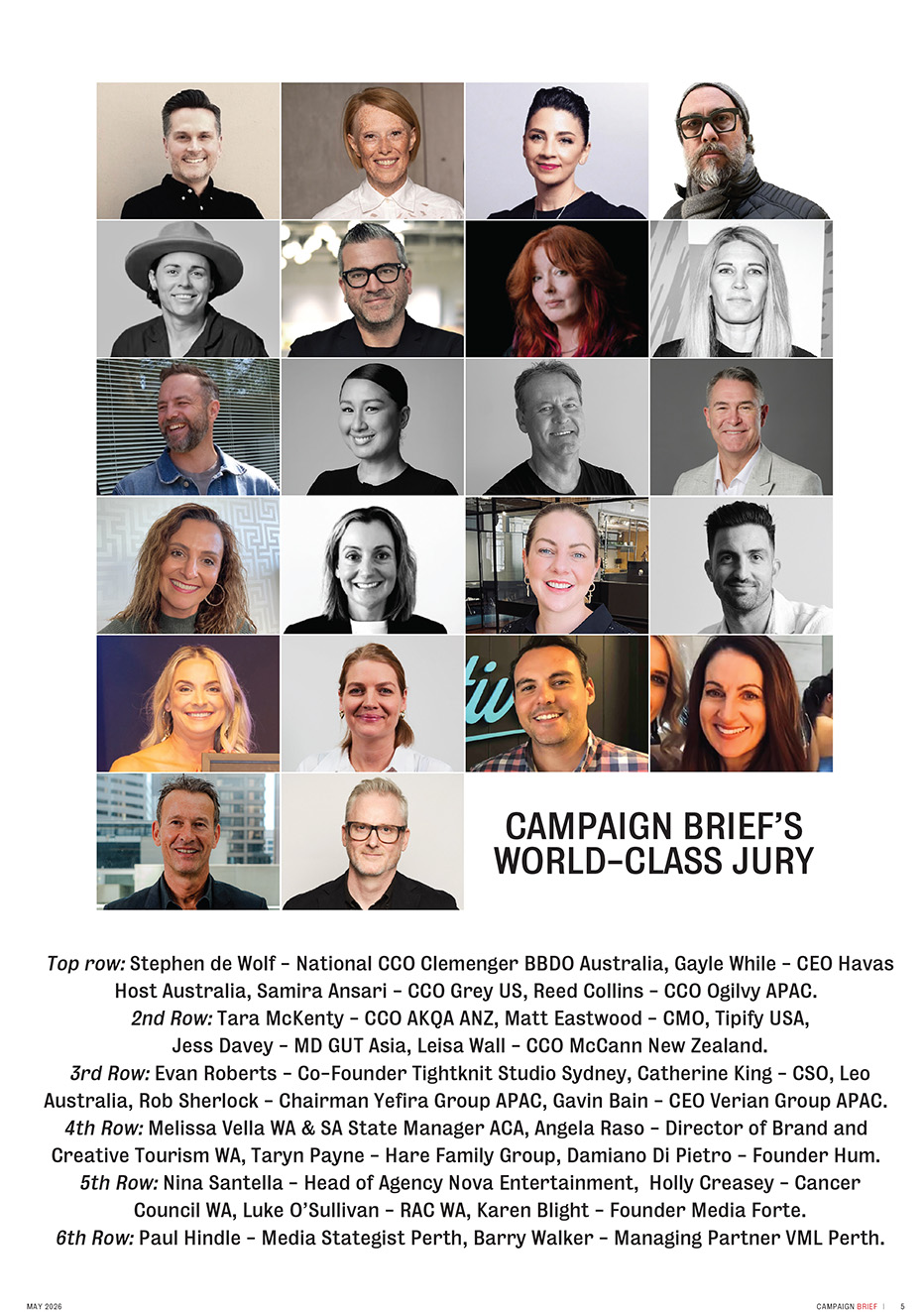 Check out the jury line-up for tonight’s 2026 Campaign Brief WA awards at the Oasis Ball