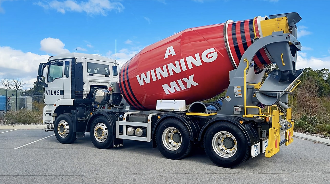 ATLAS and AT Creative turn concrete trucks into mobile billboards for Perth Bears sponsorship